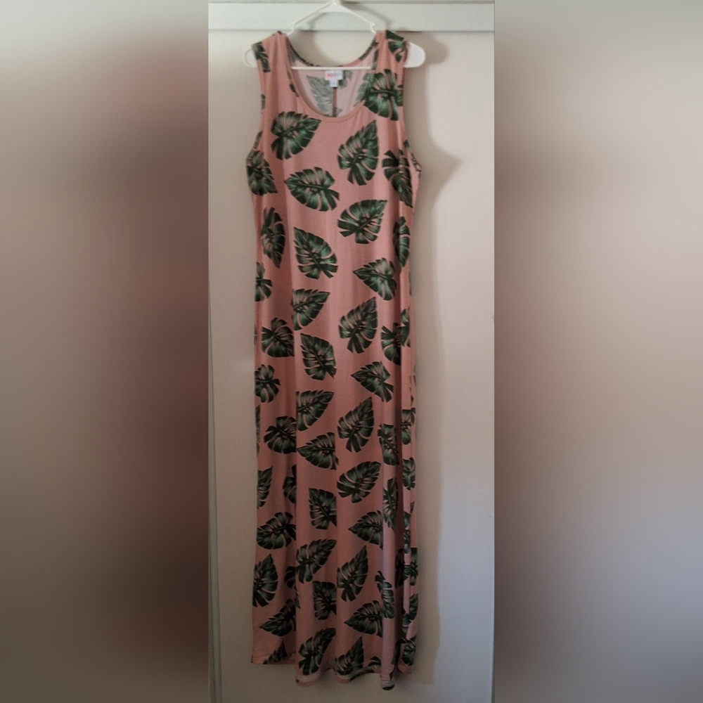 LuLaRoe Long Dress Multicolor Palm Leaves Sleeveles Size XL - Picture 1 of 8